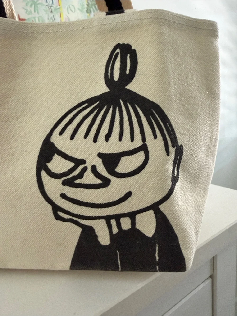 Moomin Little My Canvas Mini Tote Bag in Cream with Black Graphics